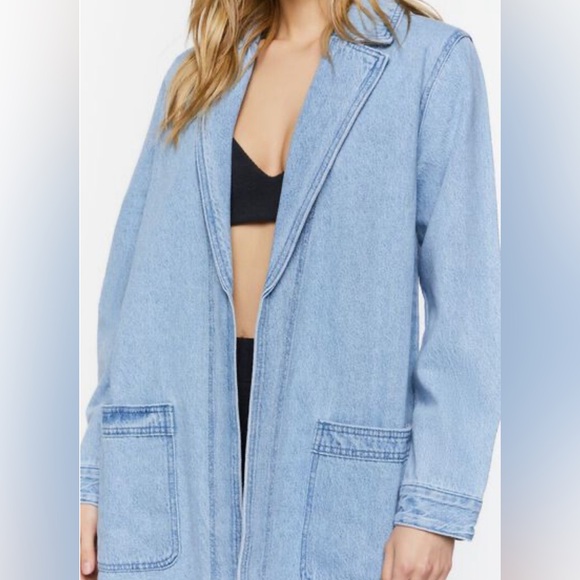 Forever 21 Denim Open-Front Longline Jacket Size XS - Picture 2 of 11